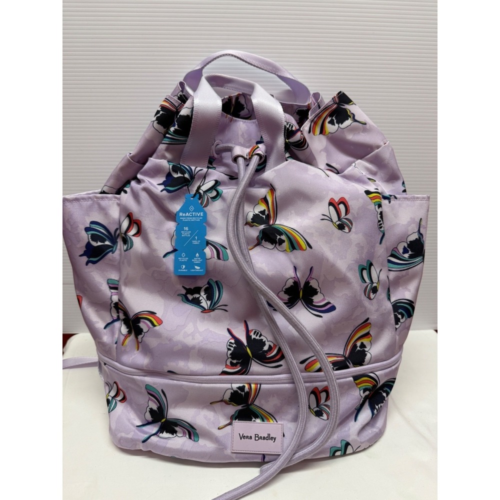 Vera Bradley ~ "Lavender Butterflies ReActive Sport Bag - School - Gym Bag ~ NWT